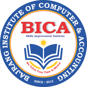 "BICA logo- Bafrang institute of Computer & Accountingwith an open book and sun symbol in the center."