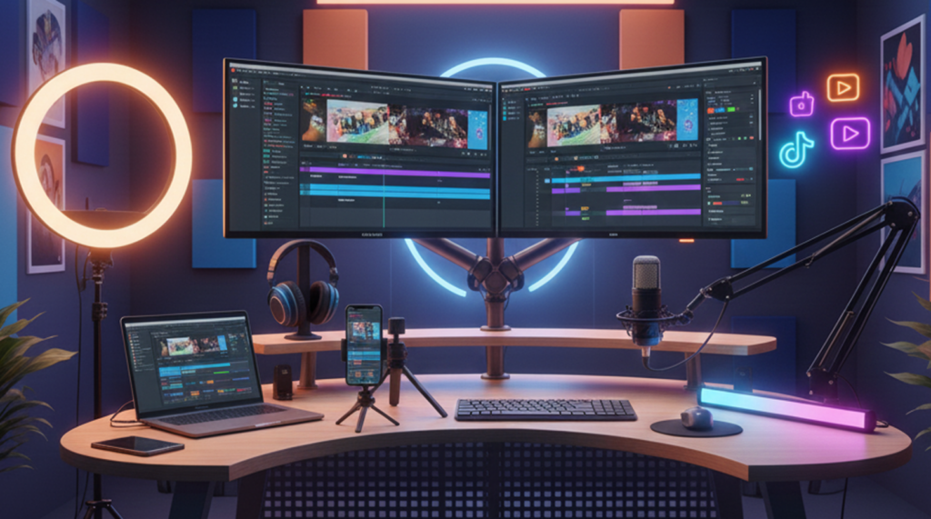 Professional video Editing Studio setup