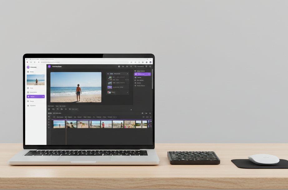 laptop screen show video editing software